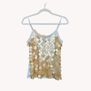 Vintage Cream Mesh Sequin Tank