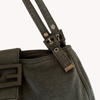 Fendi: Vintage Grey Jersey Double Strap Baguette Bag