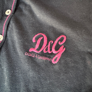 D&G: Vintage Black Embroidered Logo Polo Tee