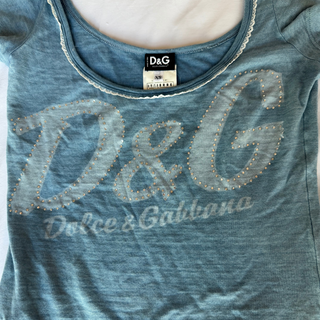 D&G: Vintage Blue Rhinestone Logo Tee