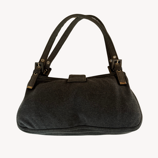 Fendi: Vintage Grey Jersey Double Strap Baguette Bag