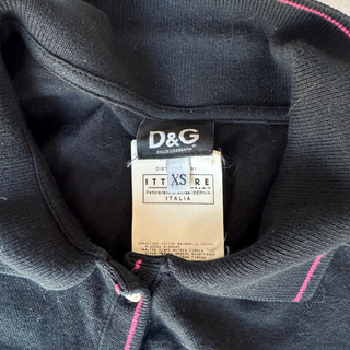 D&G: Vintage Black Embroidered Logo Polo Tee