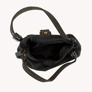 Fendi: Vintage Grey Jersey Double Strap Baguette Bag