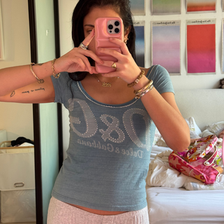 D&G: Vintage Blue Rhinestone Logo Tee