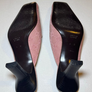 Gucci: Vintage Pastel Pink Logo Mules