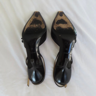Chanel: Black Bow Sling-Back Kitten Heels (39)