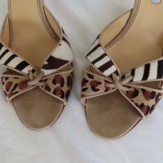 Manolo Blahnik: Vintage Animal Print Pony-Hair Mules (39.5)
