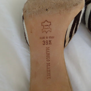 Manolo Blahnik: Vintage Animal Print Pony-Hair Mules (39.5)