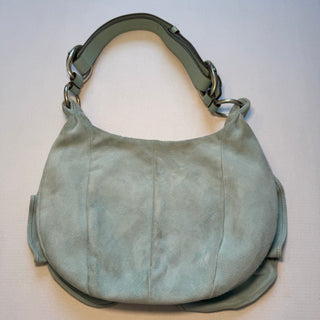 YSL: Vintage Pastel Blue Suede Rose Bag
