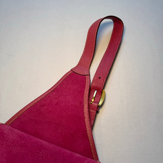 Gucci: Vintage Hot Pink Suede Horsebit Saddle Bag