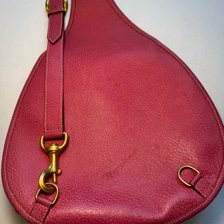 Gucci: Vintage Hot Pink Suede Horsebit Saddle Bag