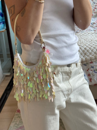 Vintage White Sequin Mini Bag