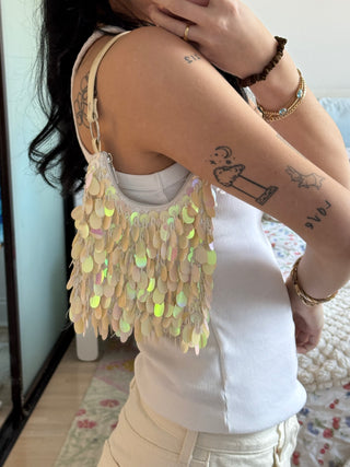 Vintage White Sequin Mini Bag