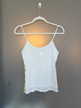 Vintage Cream Mesh Sequin Tank
