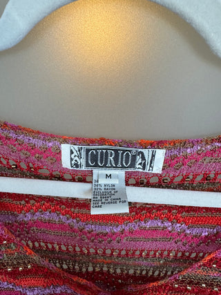 Vintage Chevron Pink Knit Beaded Mini Dress