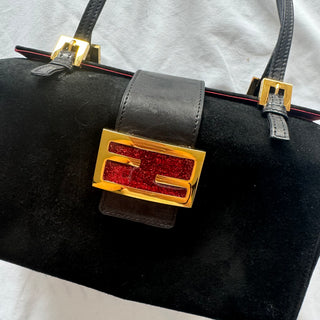 Fendi Vintage Black Suede Box Bag 7 DRAWERS