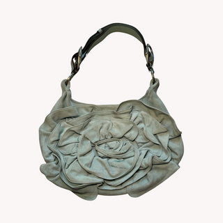 YSL: Vintage Pastel Blue Suede Rose Bag
